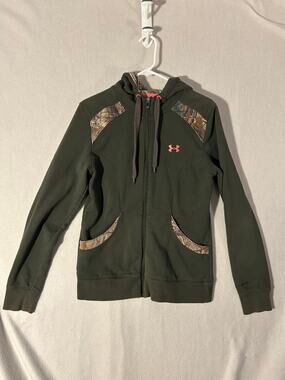 Under Armour Camo Zip Hoodie Olive Pink Athletic Sweatshirt